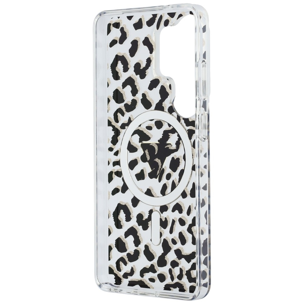 Guess IML MagSafe-etui med leopardtrykk i trekant for Samsung Galaxy S26 Ultra - svart