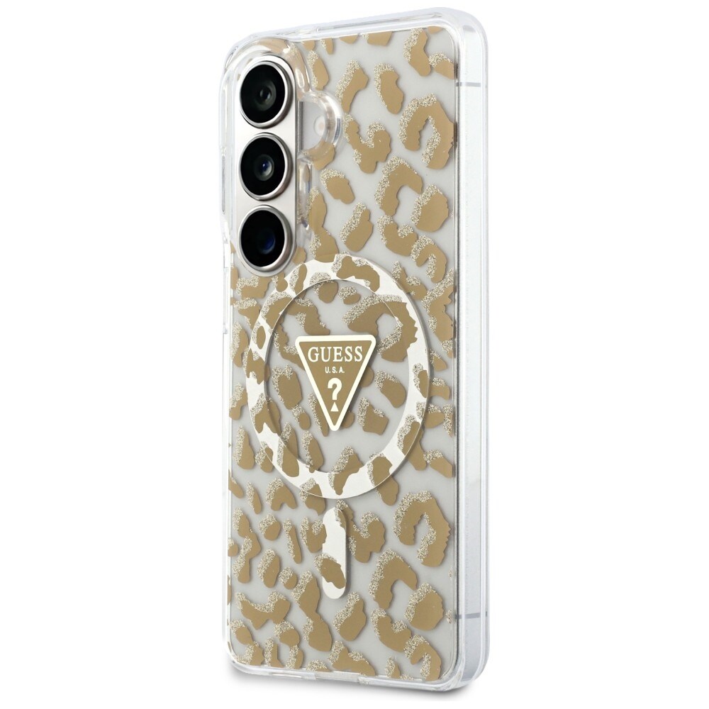 Guess IML MagSafe-etui med leopardtrykk i trekant for Samsung Galaxy S26 - Brun