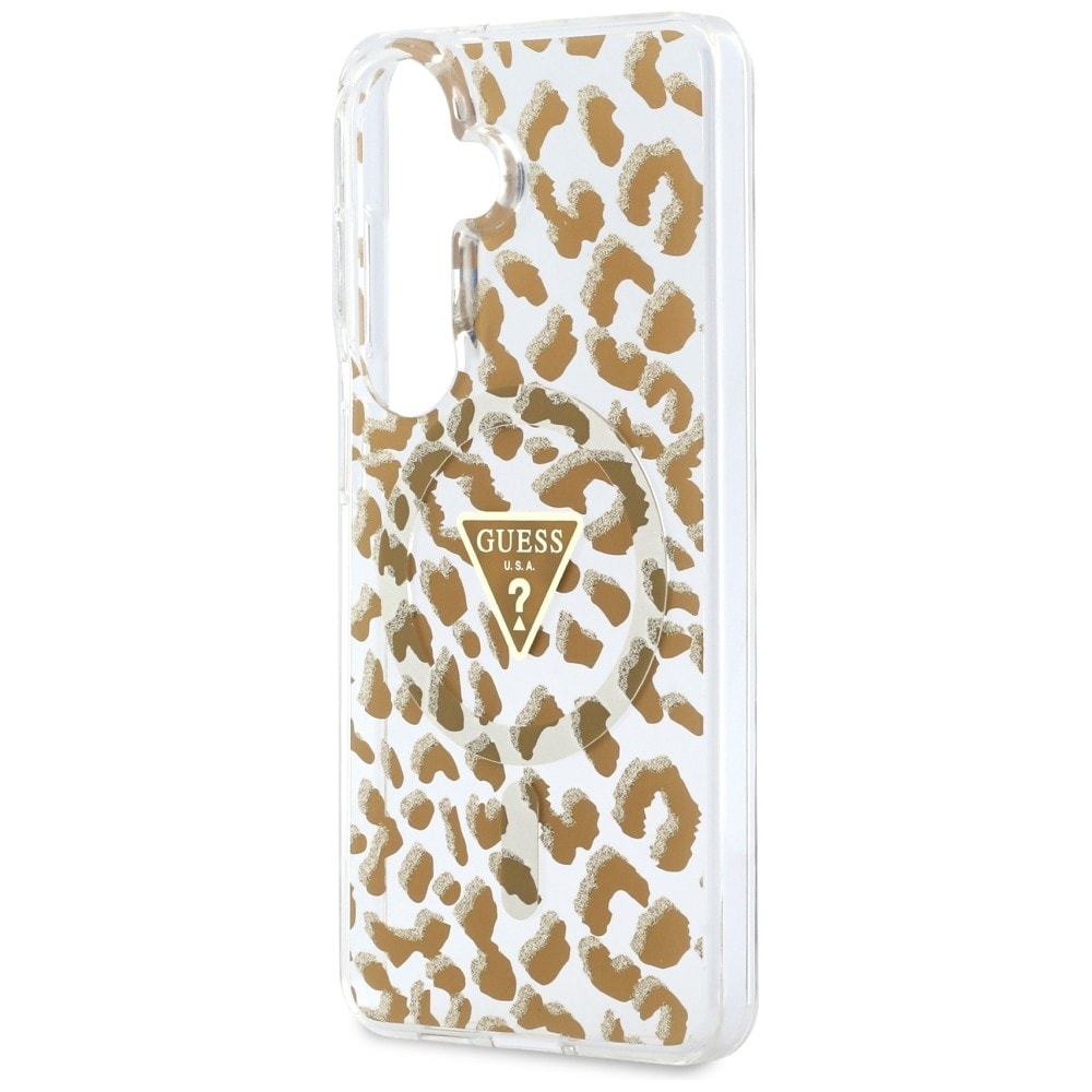 Guess IML MagSafe-etui med leopardtrykk i trekant for Samsung Galaxy S26 - Brun