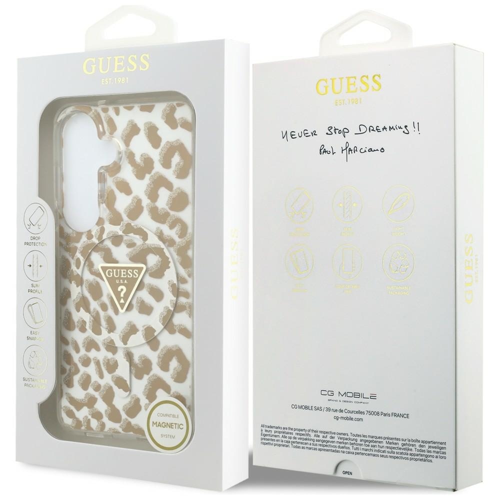 Guess IML MagSafe-etui med leopardtrykk i trekant for Samsung Galaxy S26 - Brun