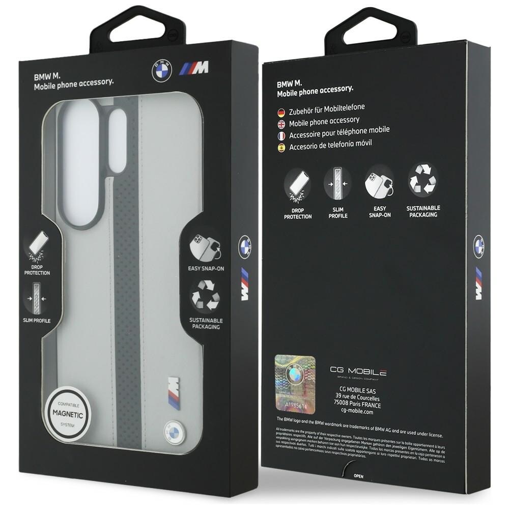 BMW Perforert MagSafe-etui med stripe og logo for Samsung Galaxy S26 Ultra - Grå