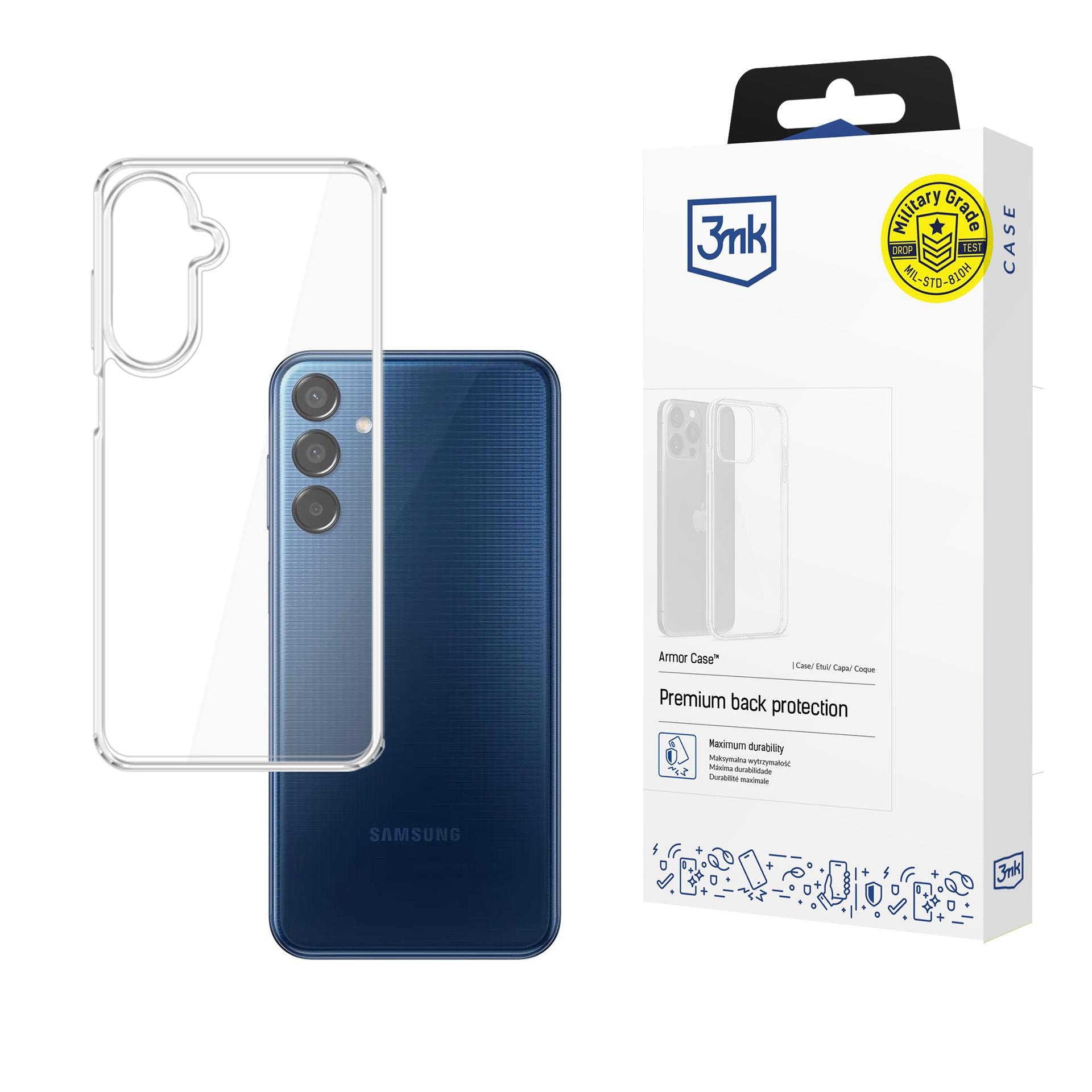 3mk panseretui for Samsung Galaxy M15 5G - gjennomsiktig