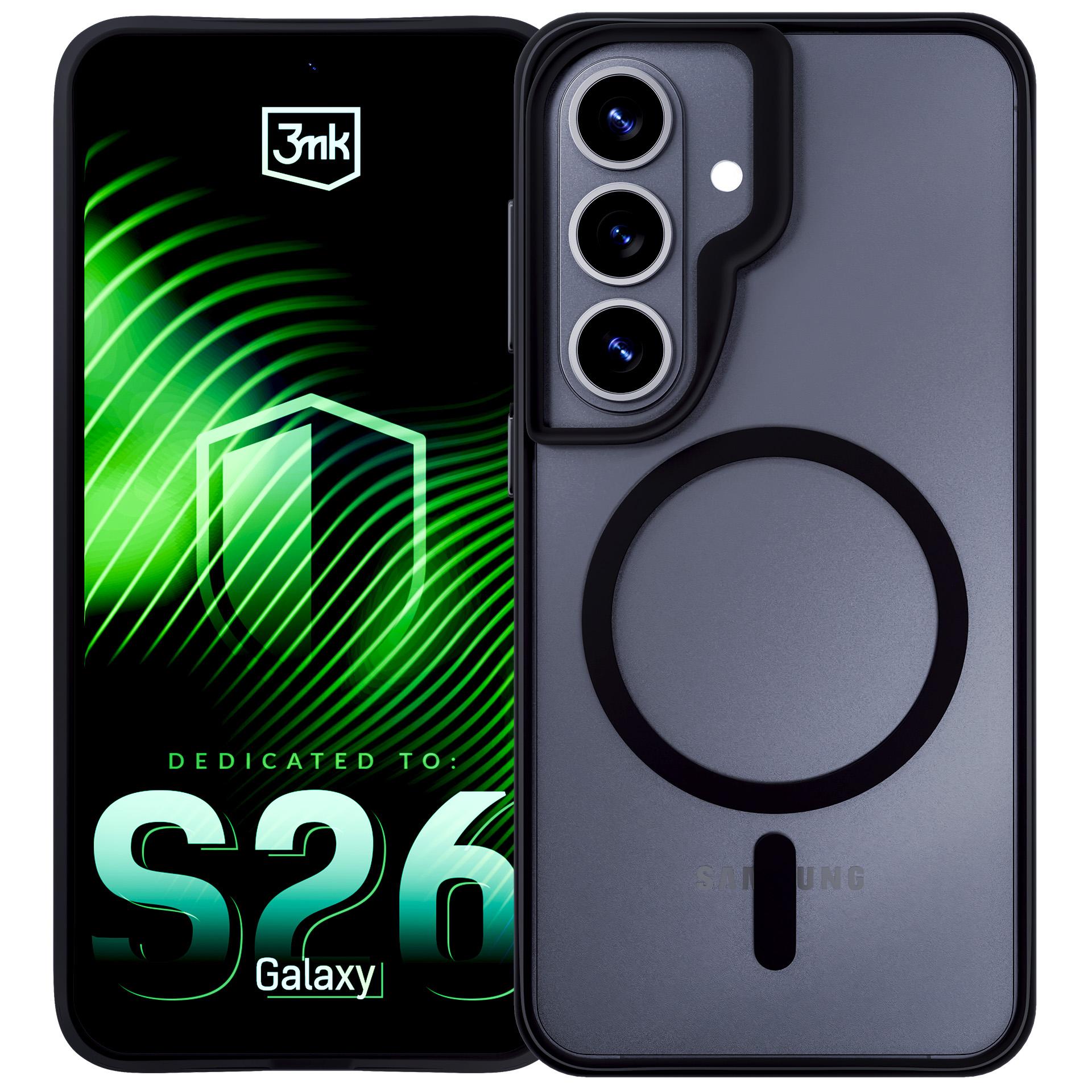 3mk Satin Armor MagCase for Samsung Galaxy S26 - gjennomsiktig svart