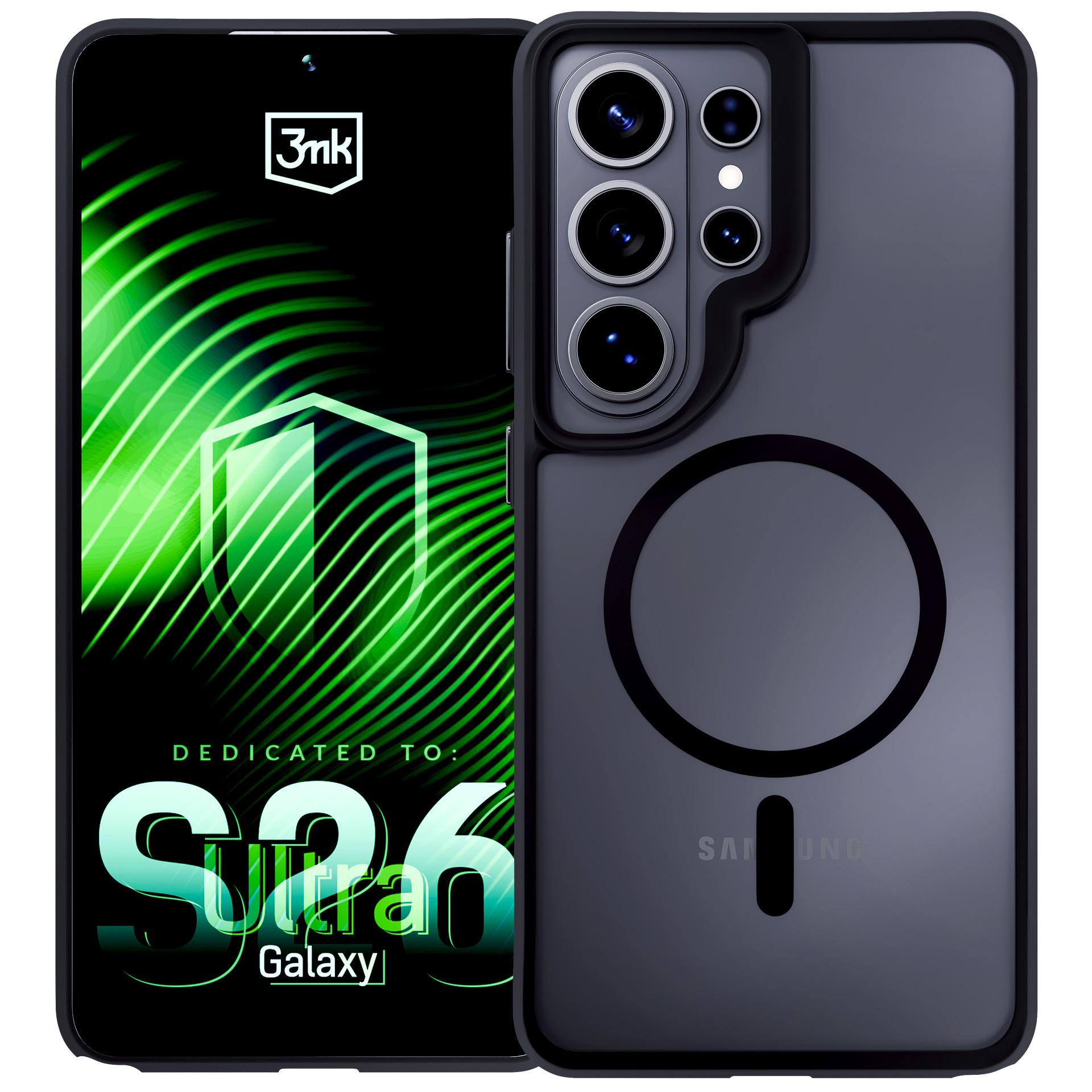 3mk Satin Armor MagCase for Samsung Galaxy S26 Ultra - gjennomsiktig svart