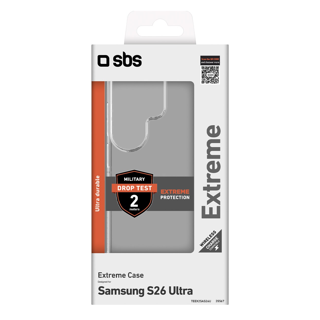 SBS Extreme X2-etui for Samsung Galaxy S26 Ultra - gjennomsiktig