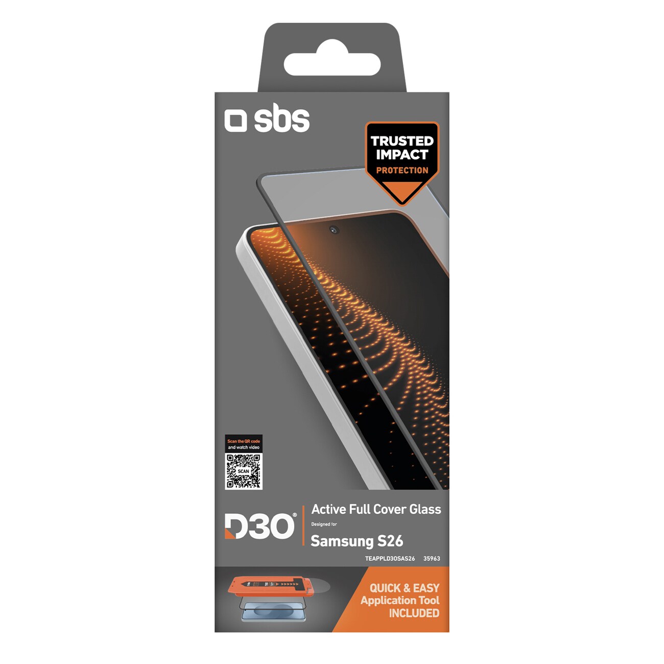 SBS D3O Glass med applikator for Samsung Galaxy S26
