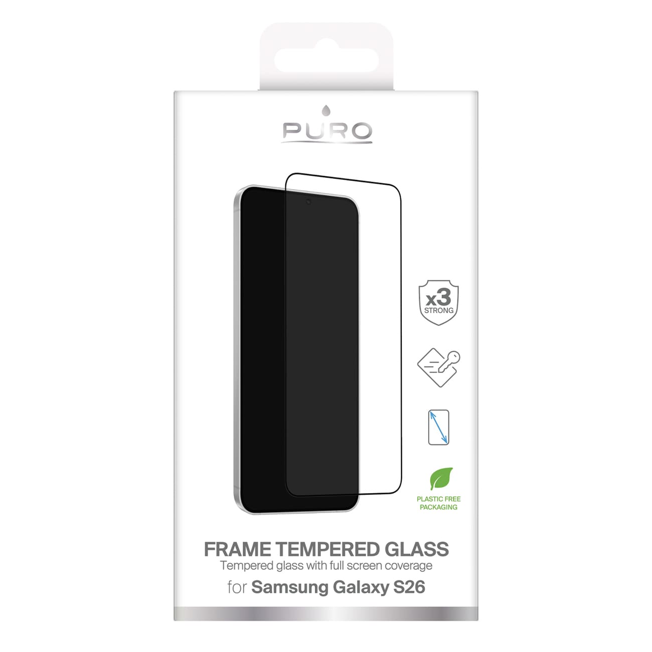 Puro Frame herdet glass for Samsung Galaxy S26 - med svart ramme