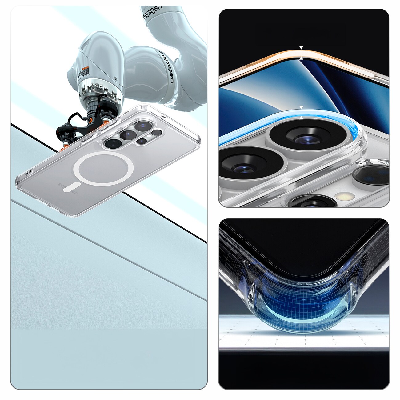 Spigen Ultra Hybrid Mag MagSafe-etui for Samsung Galaxy S26 Ultra - klart og hvitt