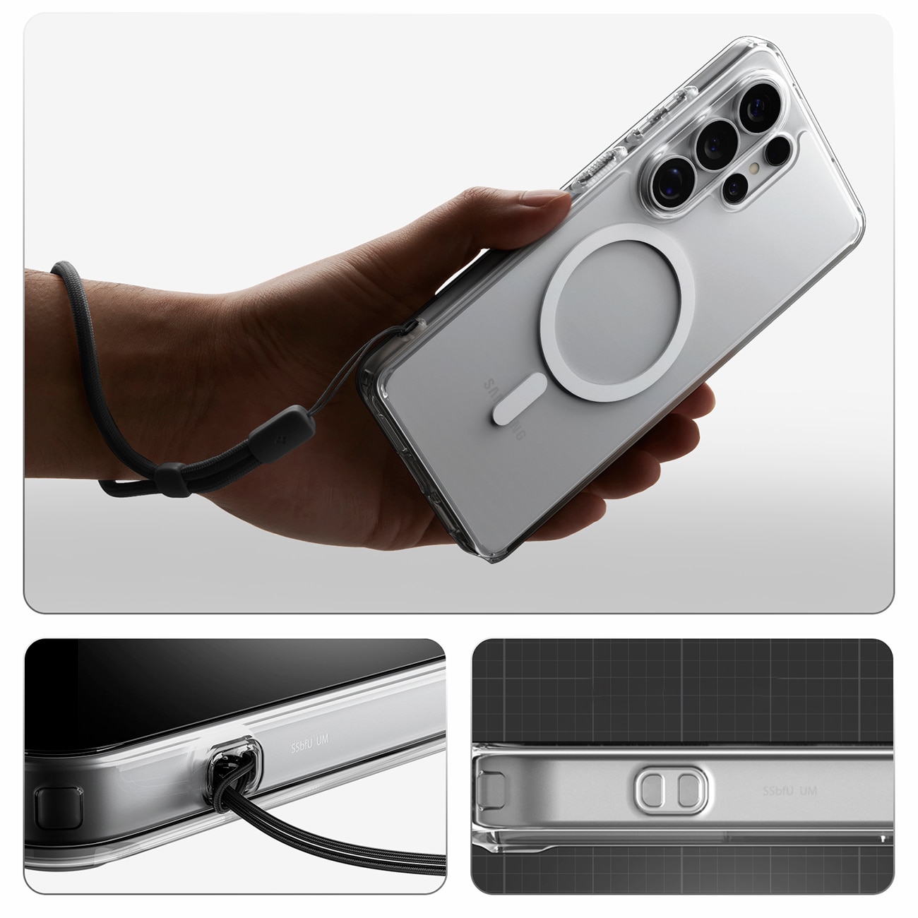 Spigen Ultra Hybrid Mag MagSafe-etui for Samsung Galaxy S26 Ultra - klart og hvitt