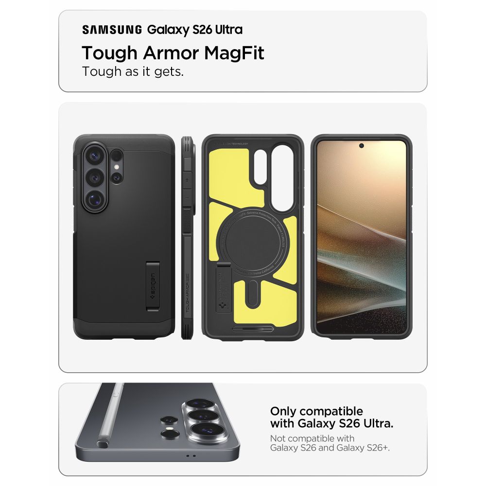 Spigen Tough Armor Mag MagSafe-etui for Samsung Galaxy S26 Ultra - Svart