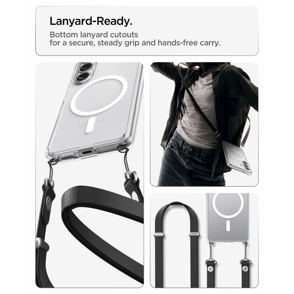 Spigen Ultra Hybrid Mag MagSafe-etui for Samsung Galaxy S26+ - klart og hvitt