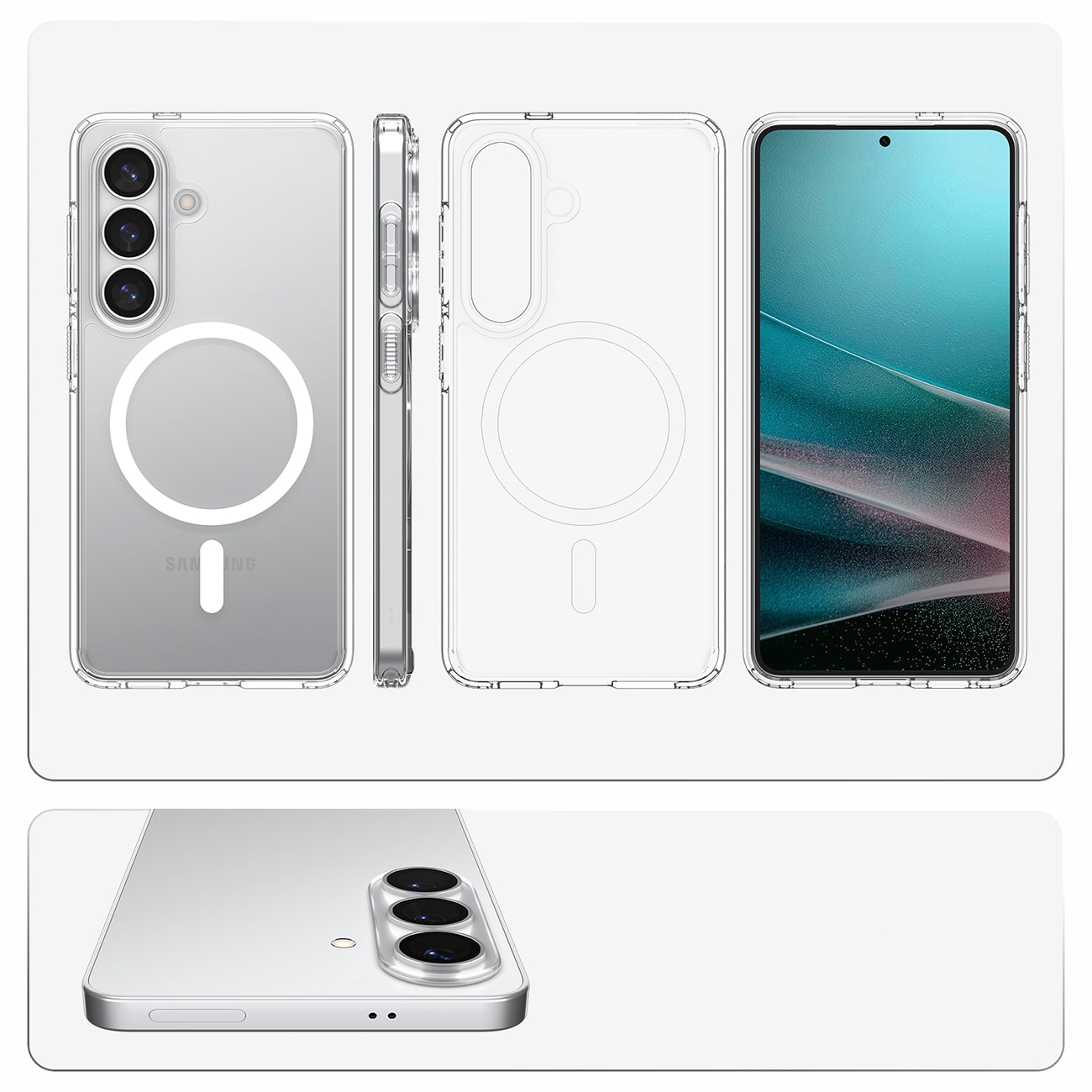 Spigen Ultra Hybrid Mag MagSafe-etui for Samsung Galaxy S26+ - klart og hvitt