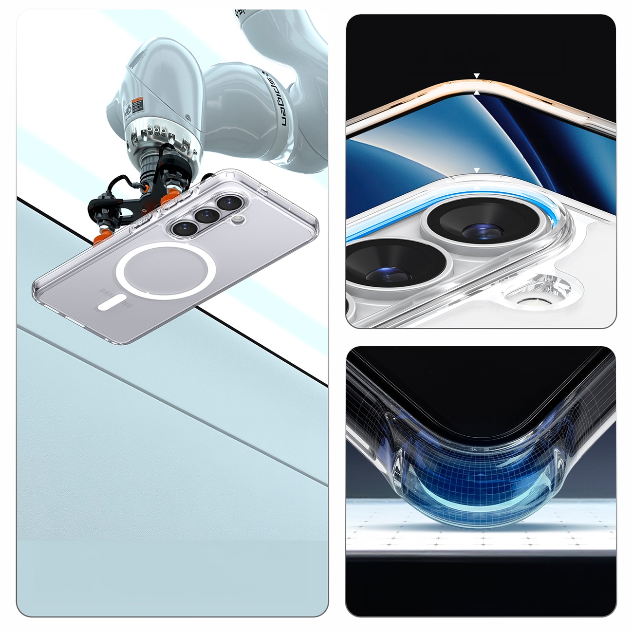 Spigen Ultra Hybrid Mag MagSafe-etui for Samsung Galaxy S26+ - klart og hvitt