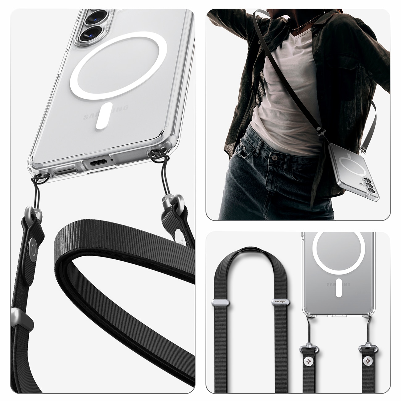Spigen Ultra Hybrid Mag MagSafe-etui for Samsung Galaxy S26+ - klart og hvitt