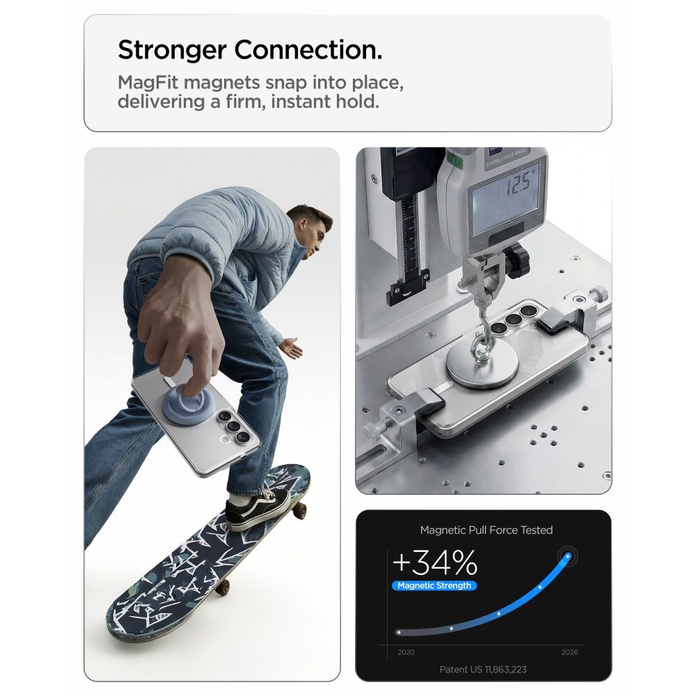 Spigen Ultra Hybrid Mag MagSafe-etui for Samsung Galaxy S26+ - klart og hvitt