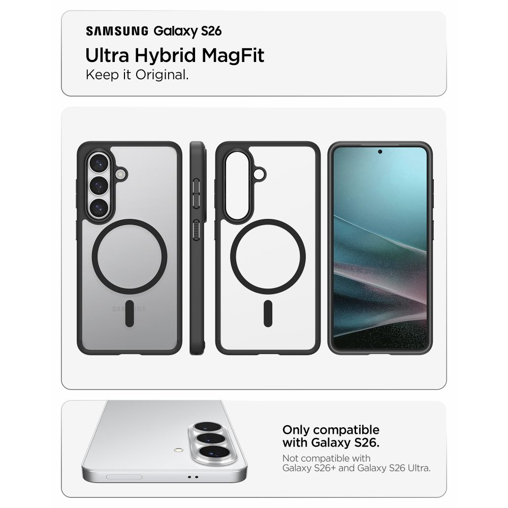 Spigen Ultra Hybrid Mag MagSafe-etui for Samsung Galaxy S26 - Klar svart
