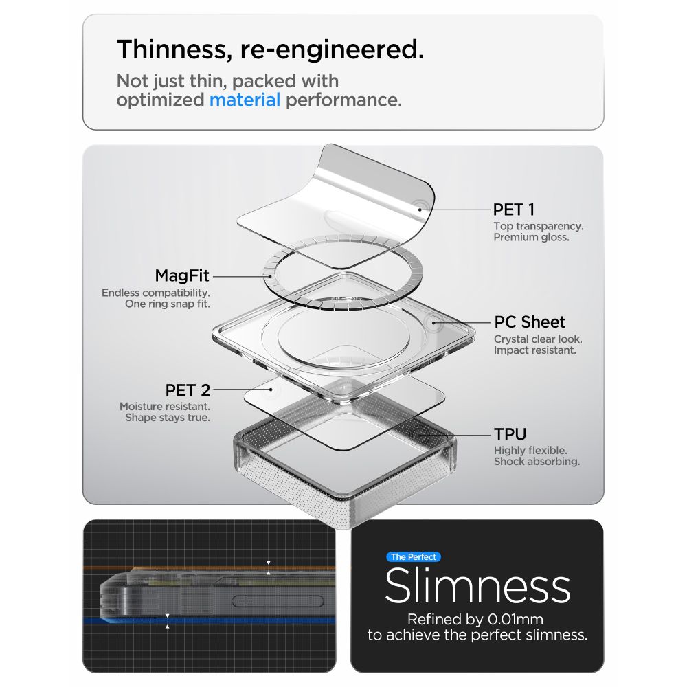 Spigen Ultra Hybrid Mag MagSafe-etui for Samsung Galaxy S26 Zero One - klart og hvitt