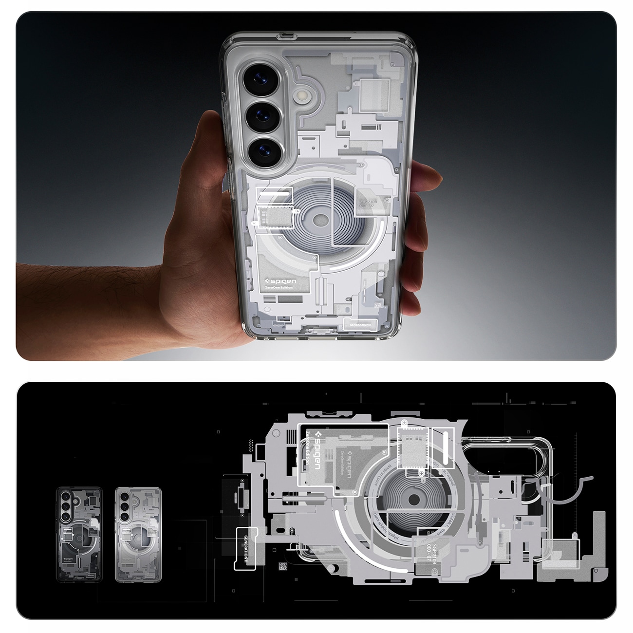 Spigen Ultra Hybrid Mag MagSafe-etui for Samsung Galaxy S26 Zero One - klart og hvitt
