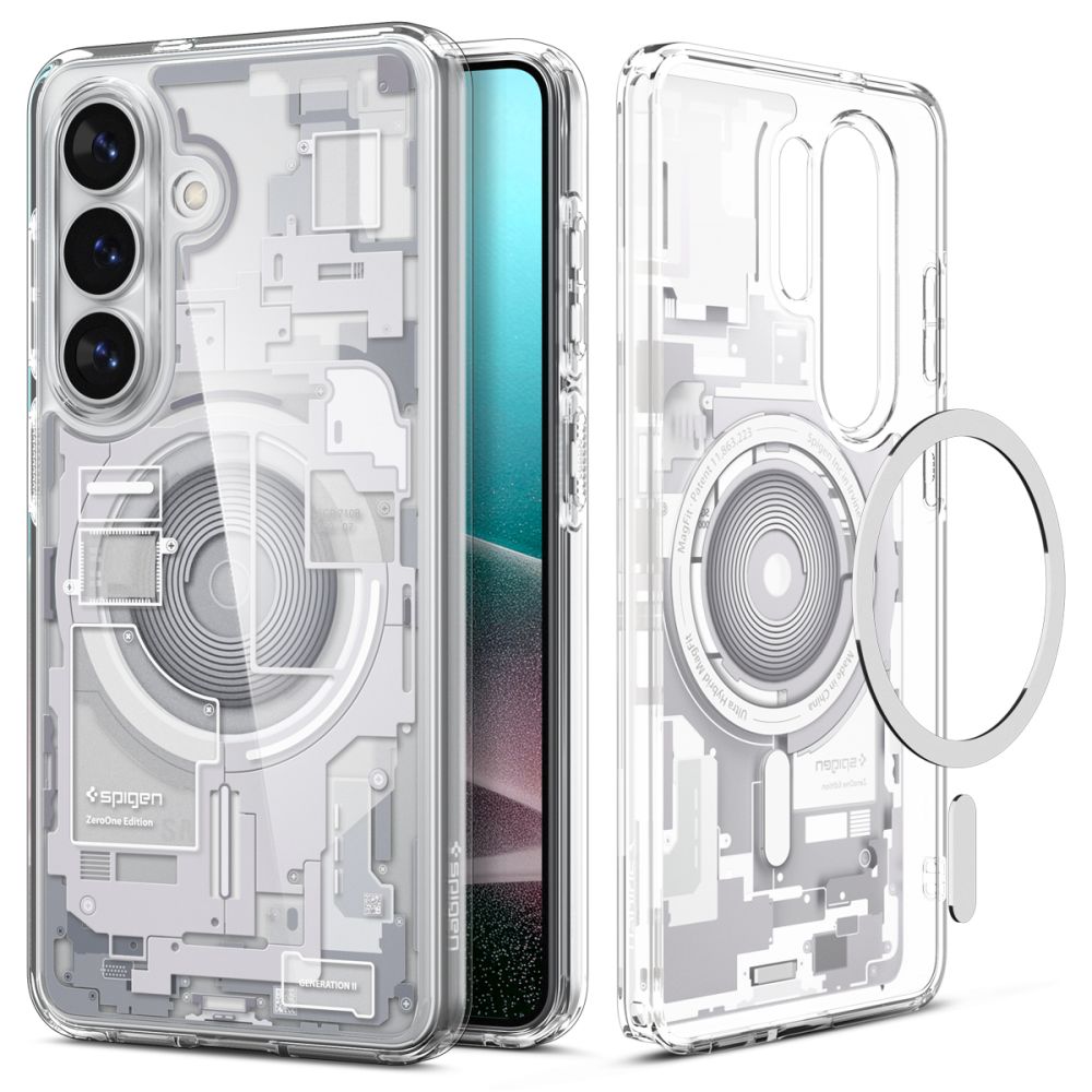 Spigen Ultra Hybrid Mag MagSafe-etui for Samsung Galaxy S26 Zero One - klart og hvitt