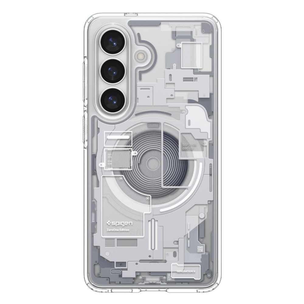 Spigen Ultra Hybrid Mag MagSafe-etui for Samsung Galaxy S26 Zero One - klart og hvitt