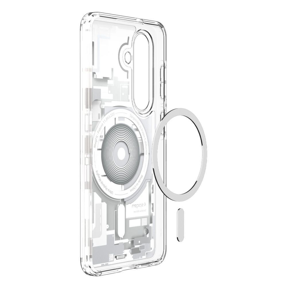 Spigen Ultra Hybrid Mag MagSafe-etui for Samsung Galaxy S26 Zero One - klart og hvitt