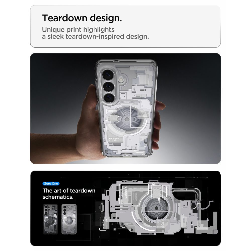 Spigen Ultra Hybrid Mag MagSafe-etui for Samsung Galaxy S26 Zero One - klart og hvitt