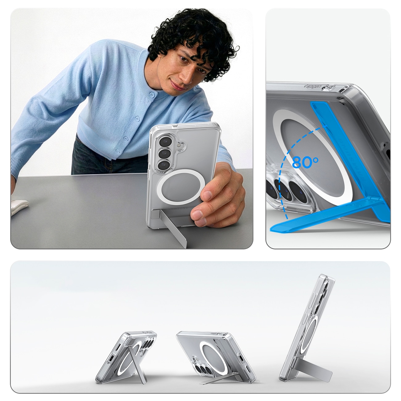 Spigen Ultra Hybrid S Mag MagSafe-etui for Samsung Galaxy S26 - klart og hvitt