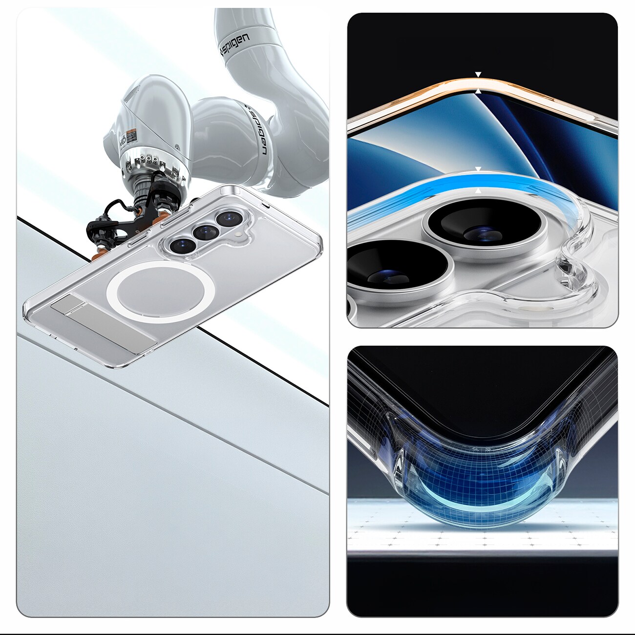 Spigen Ultra Hybrid S Mag MagSafe-etui for Samsung Galaxy S26 - klart og hvitt