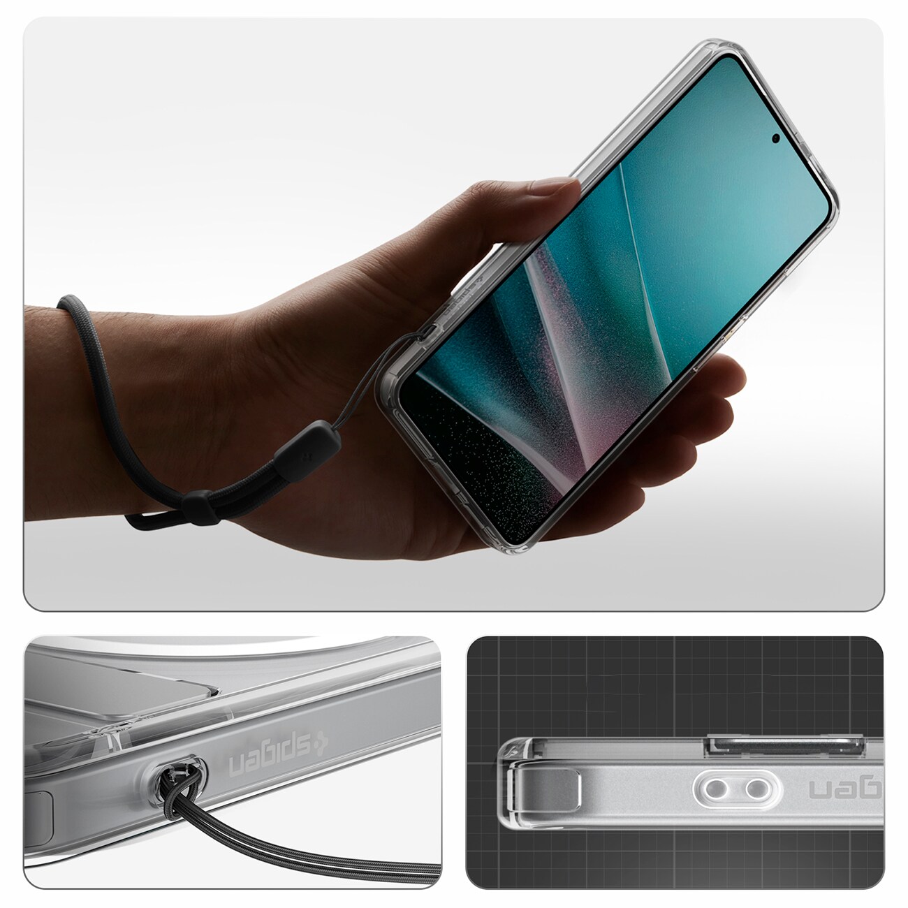 Spigen Ultra Hybrid S Mag MagSafe-etui for Samsung Galaxy S26 - klart og hvitt