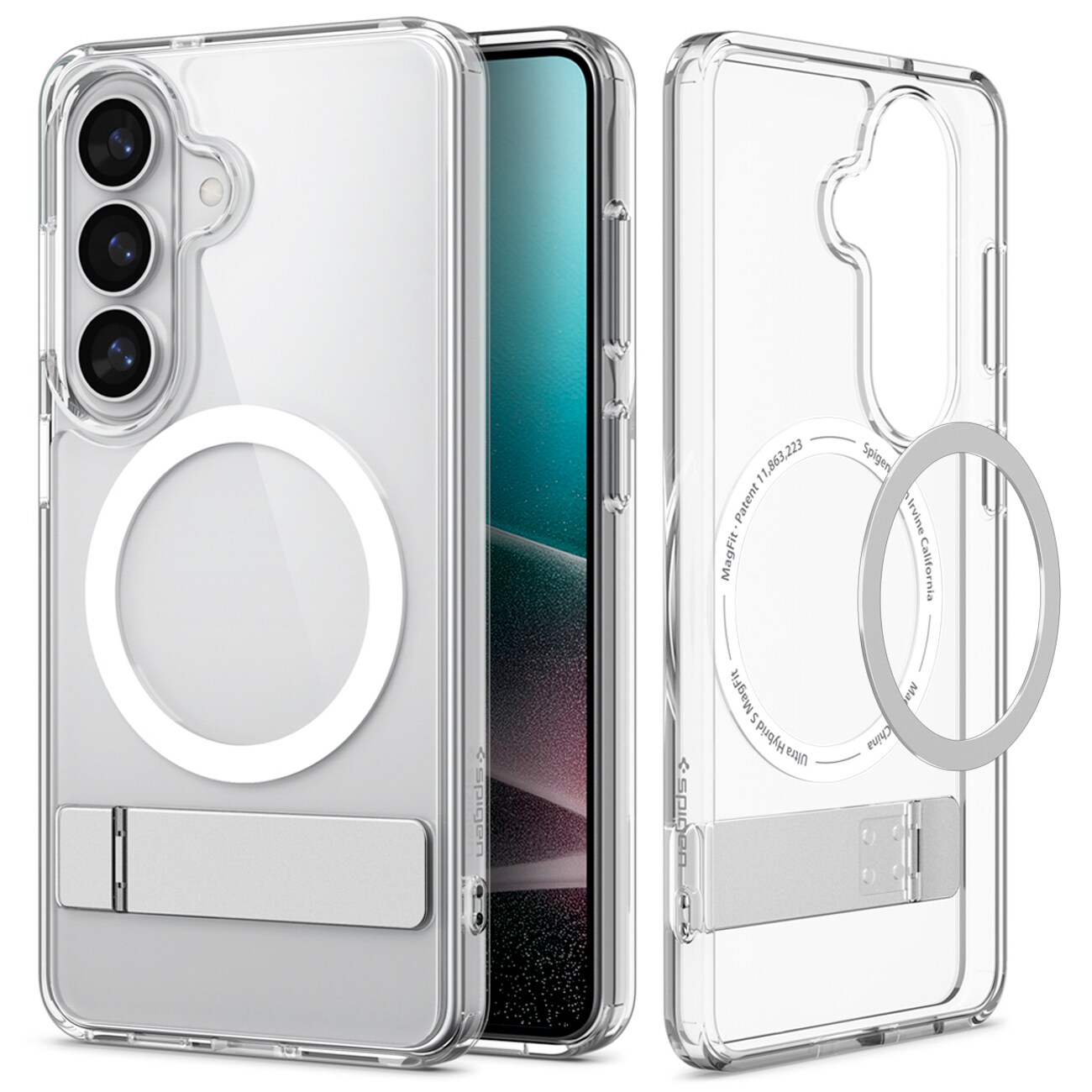 Spigen Ultra Hybrid S Mag MagSafe-etui for Samsung Galaxy S26 - klart og hvitt