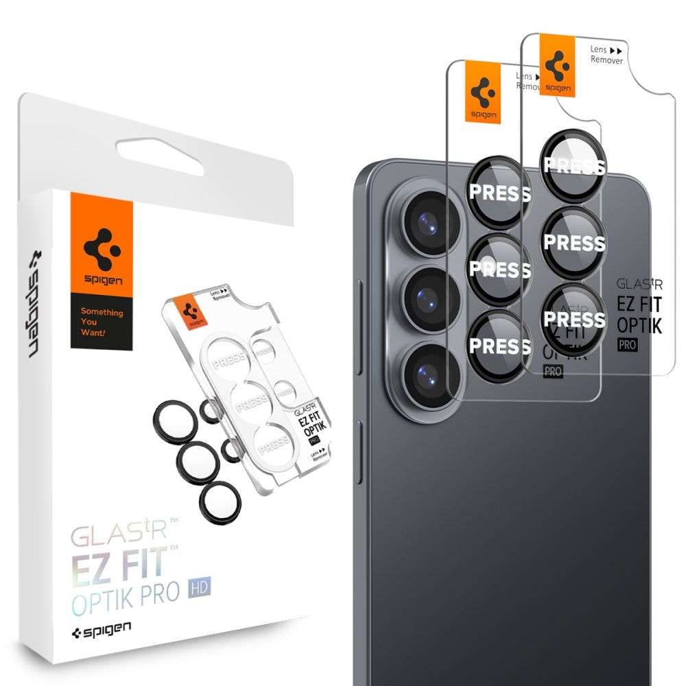 Spigen Glas.Tr Ez Fit Optik Pro HD-kameradeksel 2-pakning for Samsung Galaxy S26 - Svart