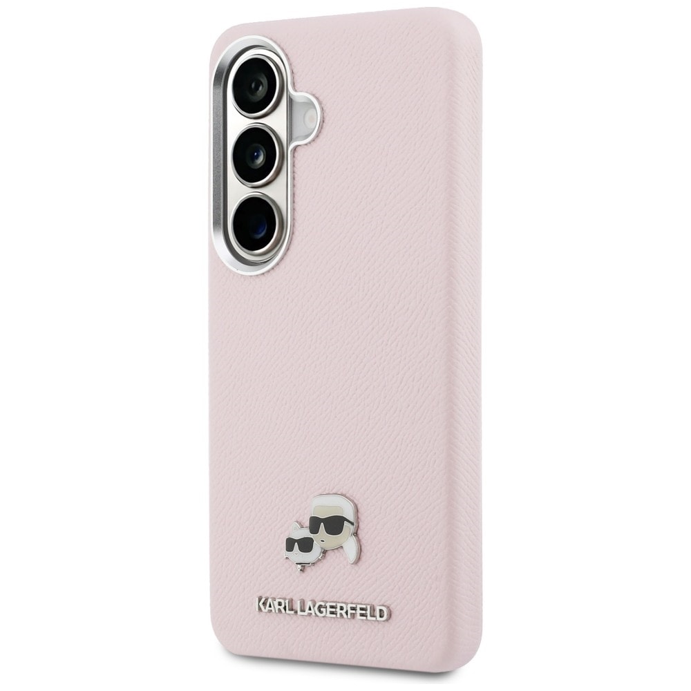 Karl Lagerfeld Saffiano KC MagSafe-etui med metallogo for Samsung Galaxy S26+ - Rosa