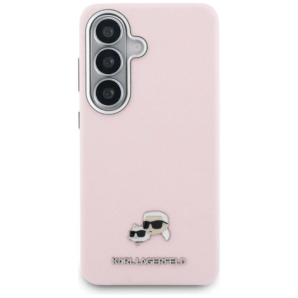 Karl Lagerfeld Saffiano KC MagSafe-etui med metallogo for Samsung Galaxy S26+ - Rosa