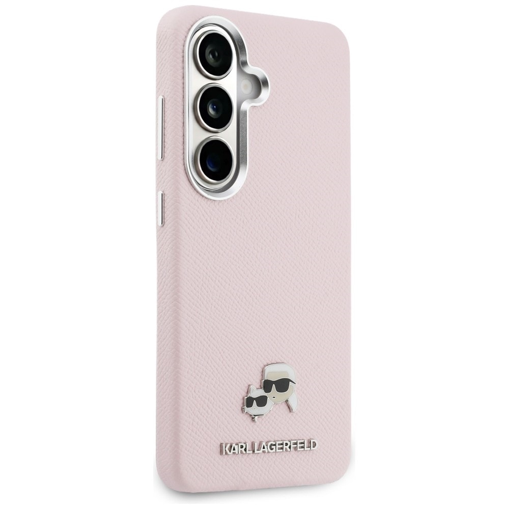 Karl Lagerfeld Saffiano KC MagSafe-etui med metallogo for Samsung Galaxy S26+ - Rosa