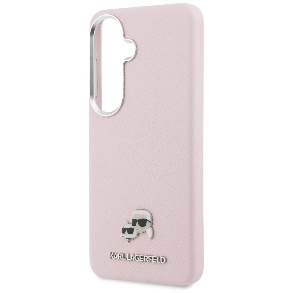 Karl Lagerfeld Saffiano KC MagSafe-etui med metallogo for Samsung Galaxy S26+ - Rosa