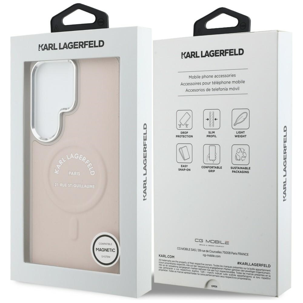 Karl Lagerfeld preget ring med RSG-logo MagSafe-etui for Samsung Galaxy S26 Ultra - Rosa