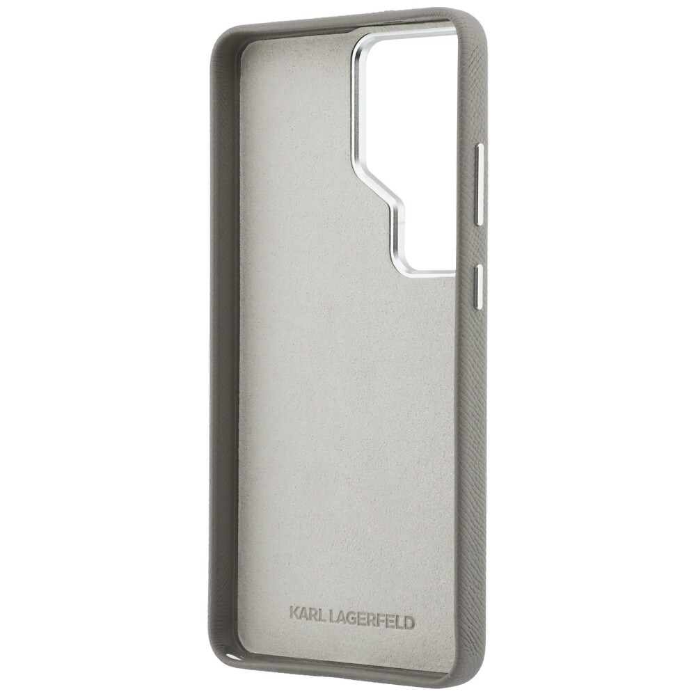 Karl Lagerfeld Saffiano Double Heads metallveske for Samsung Galaxy S26 Ultra - sølv