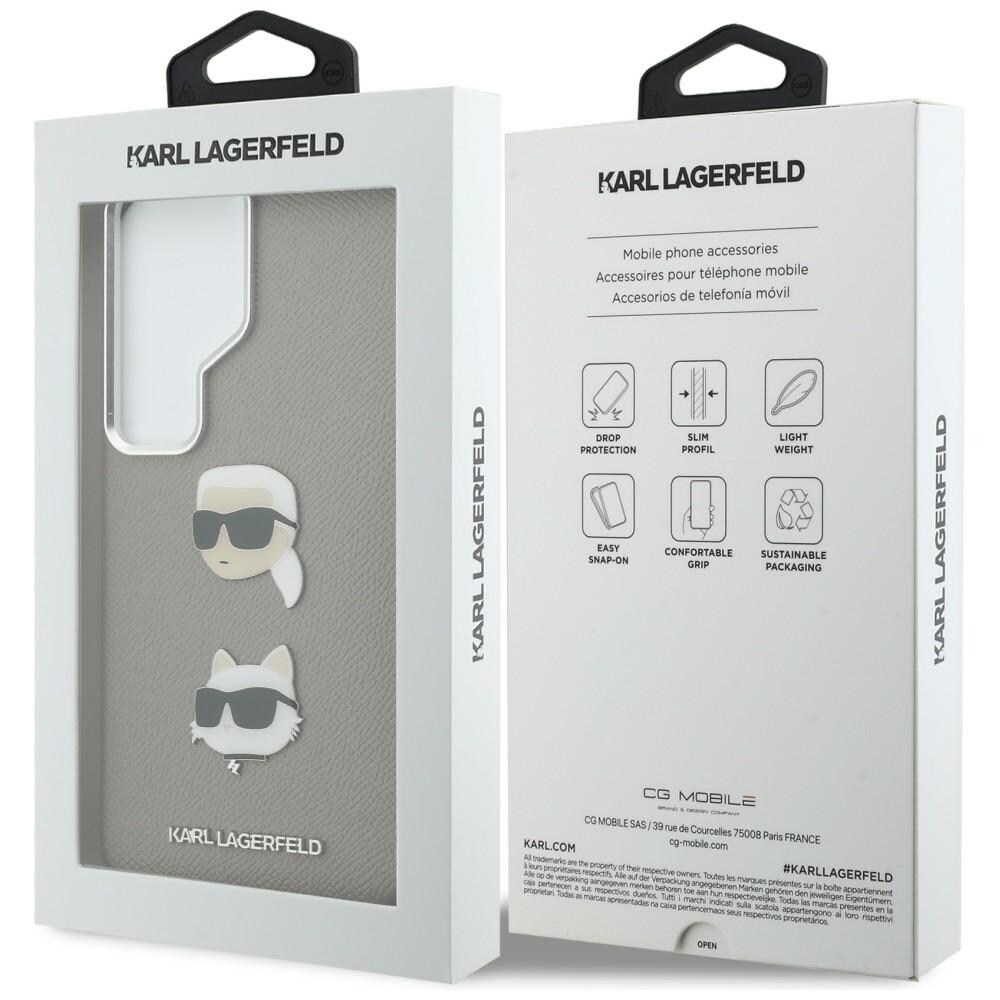 Karl Lagerfeld Saffiano Double Heads metallveske for Samsung Galaxy S26 Ultra - sølv