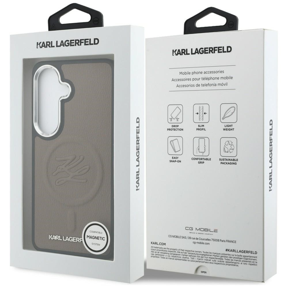 Karl Lagerfeld MagSafe-etui med pregede ringinitialer for Samsung Galaxy S26 - Brun
