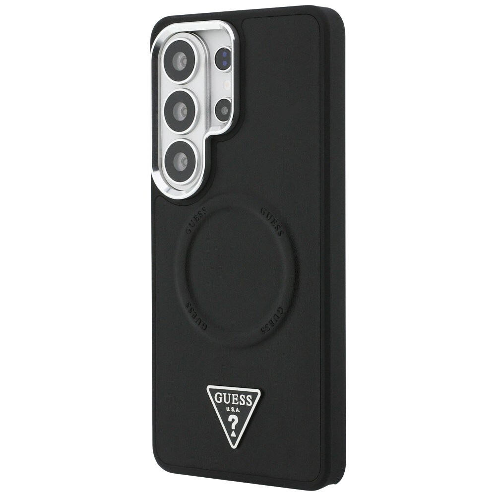 Guess MagSafe-etui med preget ring og trekantlogo for Samsung Galaxy S26 Ultra - svart