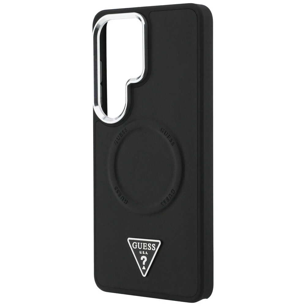 Guess MagSafe-etui med preget ring og trekantlogo for Samsung Galaxy S26 Ultra - svart