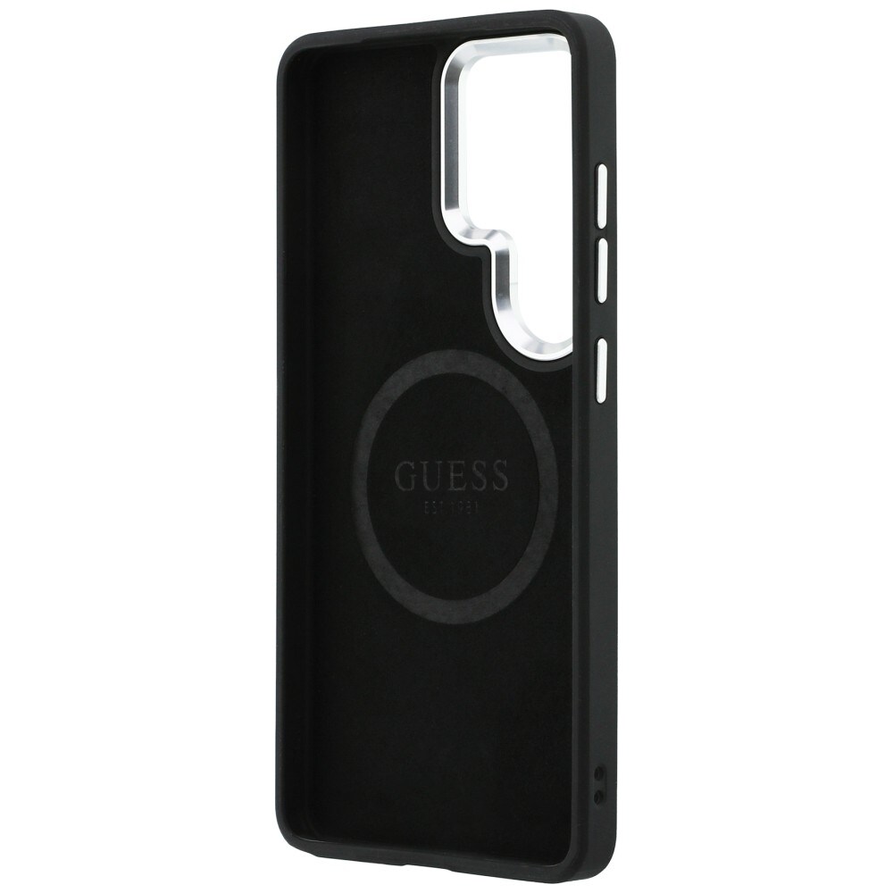 Guess MagSafe-etui med preget ring og trekantlogo for Samsung Galaxy S26 Ultra - svart