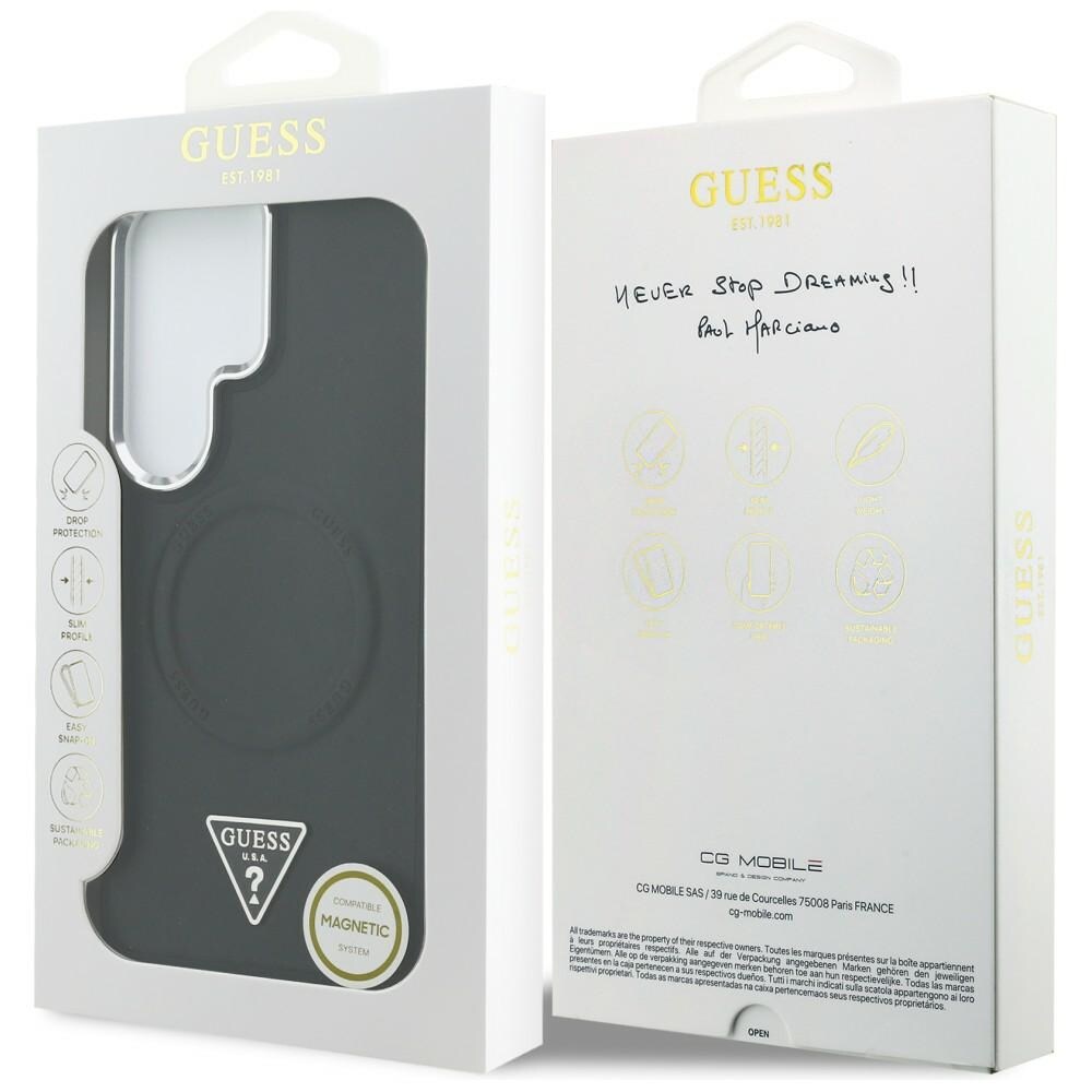 Guess MagSafe-etui med preget ring og trekantlogo for Samsung Galaxy S26 Ultra - svart