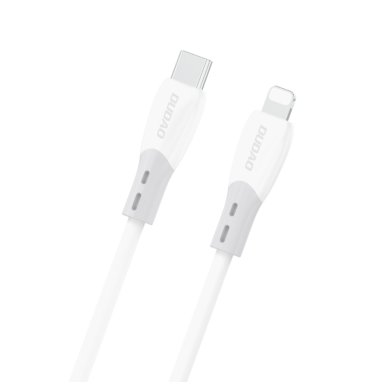 Dudao L25SX 30W USB-C - Lightning-kabel med myk silikonflette 2 m - hvit