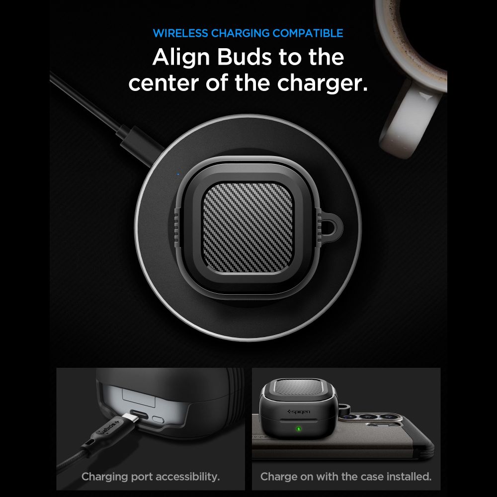 Spigen Robust panseretui for Samsung Galaxy Buds 4 / 4 Pro - matt svart