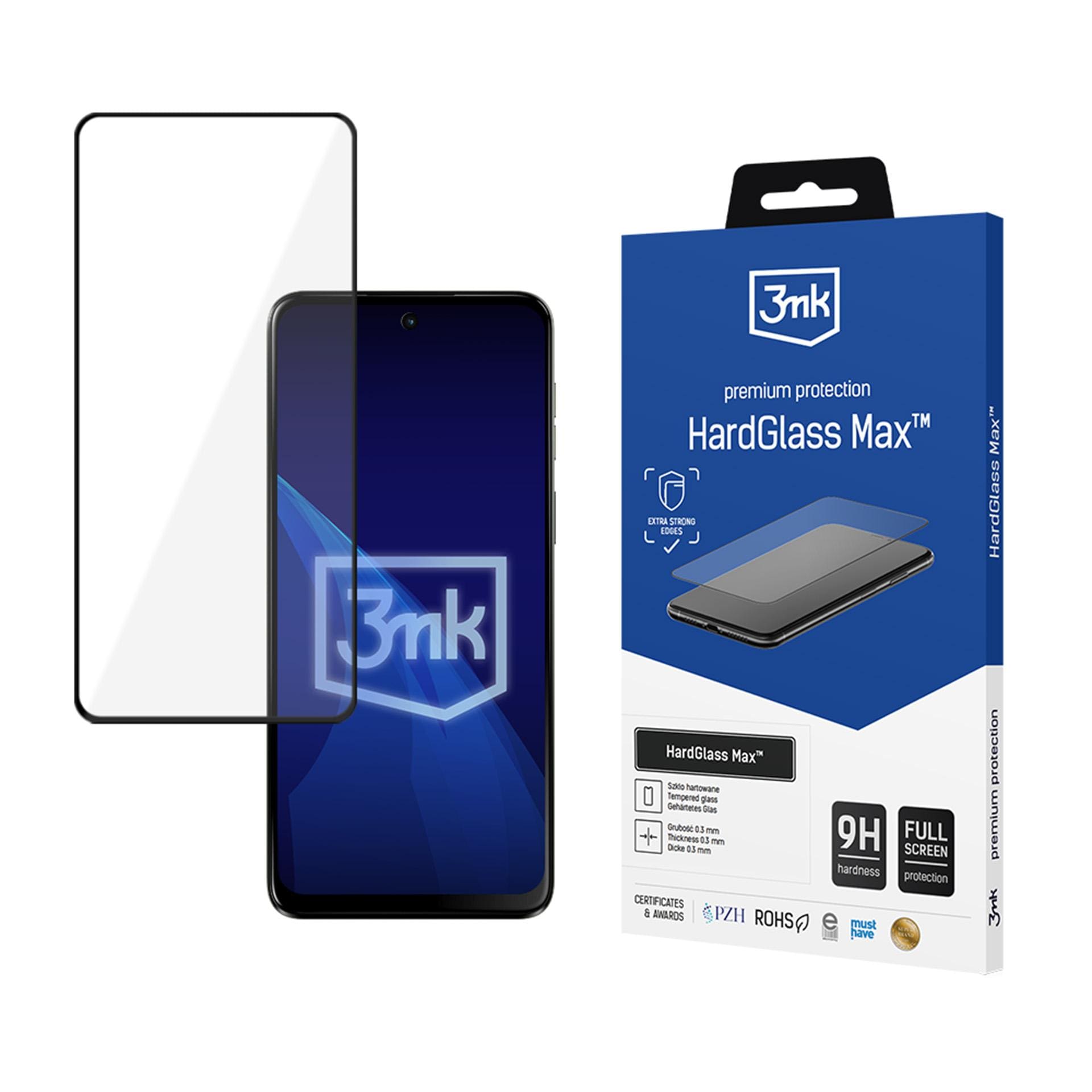 Forsterket herdet glass med full dekning 3mk HardGlass Max Black for Motorola Moto G55 5G