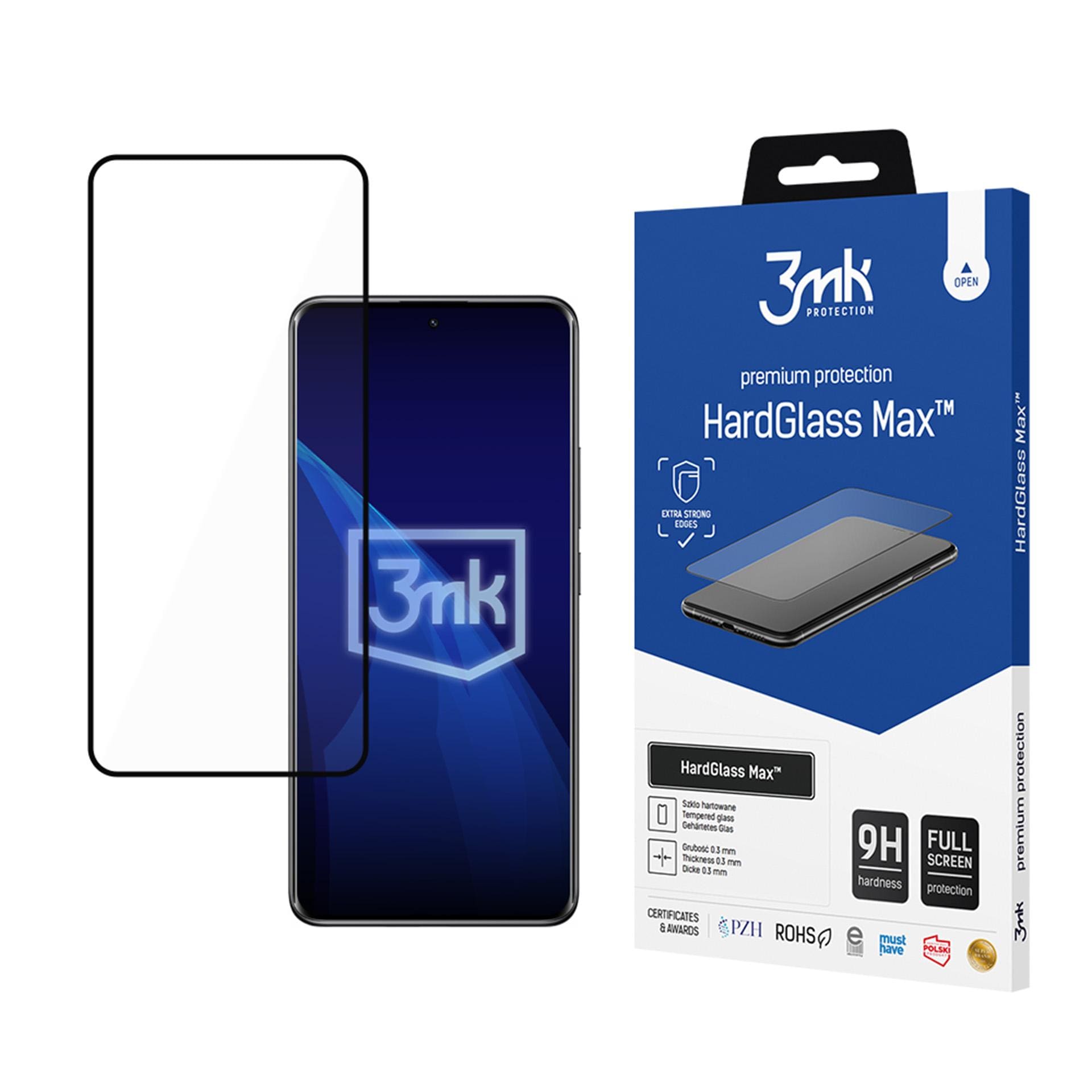 3mk HardGlass Max Black for Xiaomi Redmi Note 14 Pro 4G/5G/Pro+ - Forsterket herdet glass