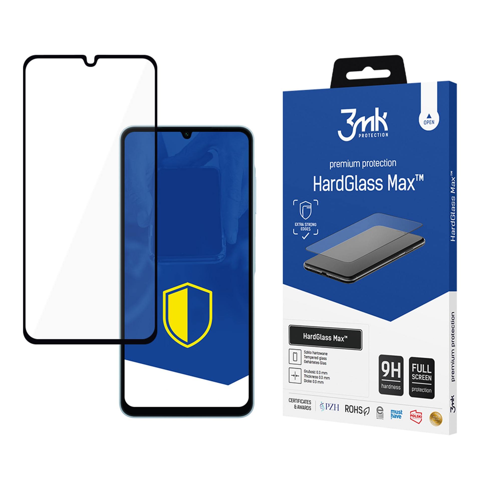 Forsterket herdet glass i fullskjerm 3mk HardGlass Max Black for Samsung Galaxy A06