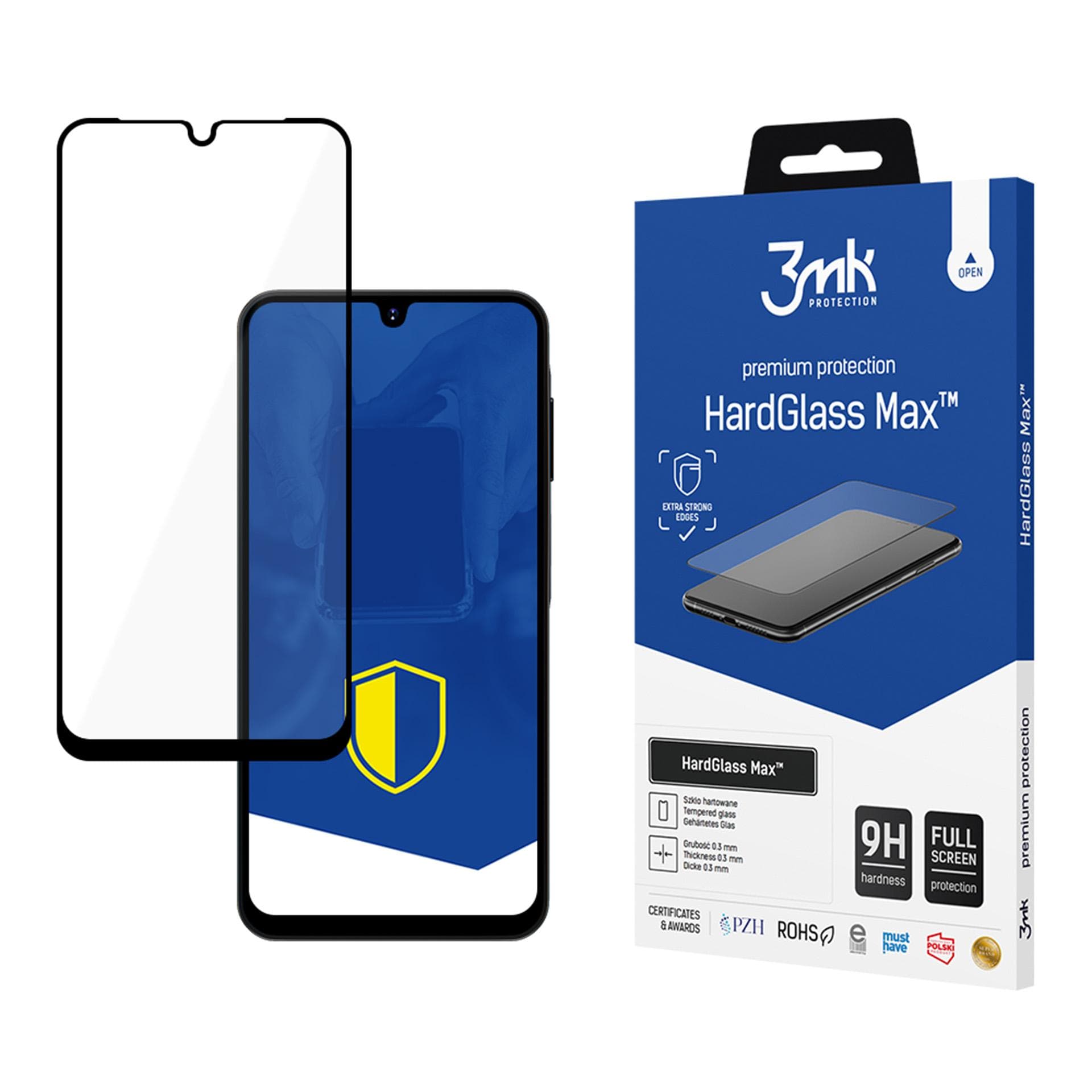 Forsterket herdet glass i fullskjerm 3mk HardGlass Max Black for Samsung Galaxy A16/A26/M16