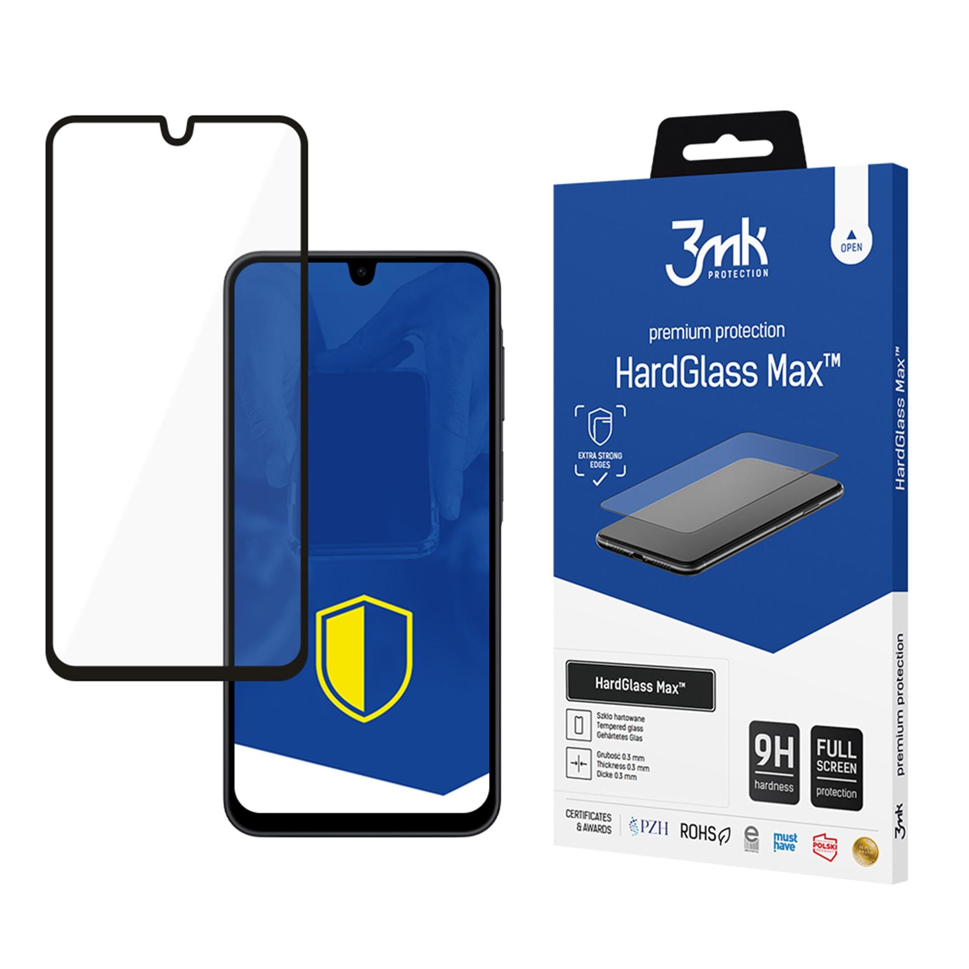 Forsterket herdet glass med full dekning 3mk HardGlass Max Black for Samsung Galaxy A17 5G/4G